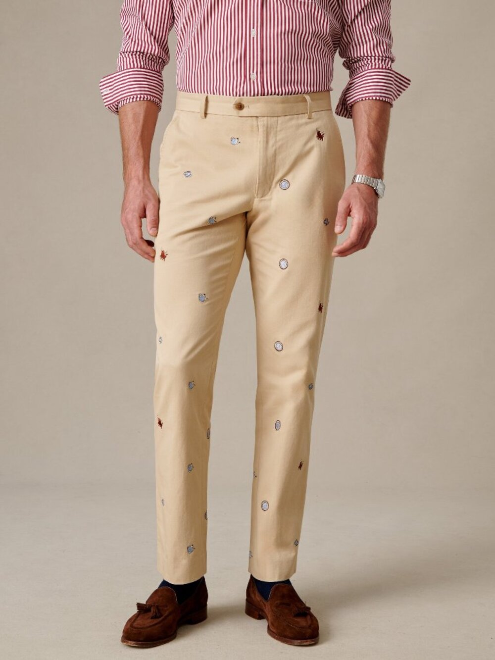 J McLaughlin Madison Embroidered Fancy Pants in Bull in China Shop - Khaki NEW